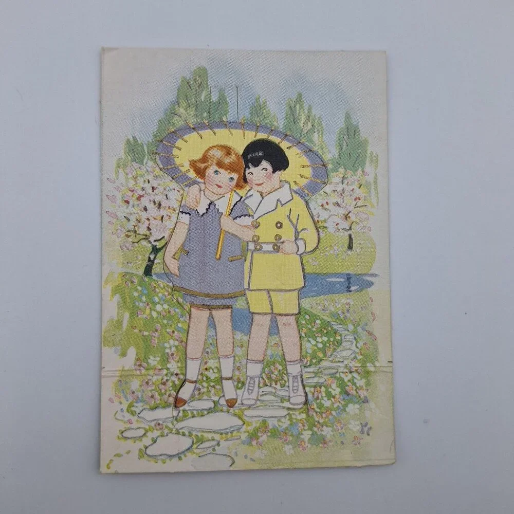Vintage Carrington Co‎ Keep This Shady Be Mine Postcard Girls Small Scrapbooking